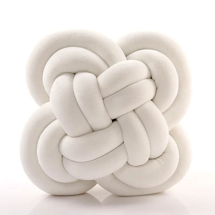 Mireille Fine Art, velvet white knotted pillow ball cushion