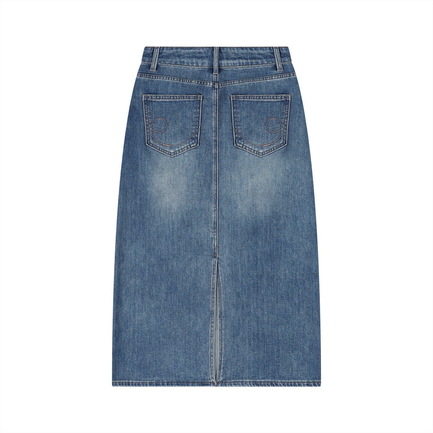Women’s Vintage Wash Split Back Denim Skirt back view