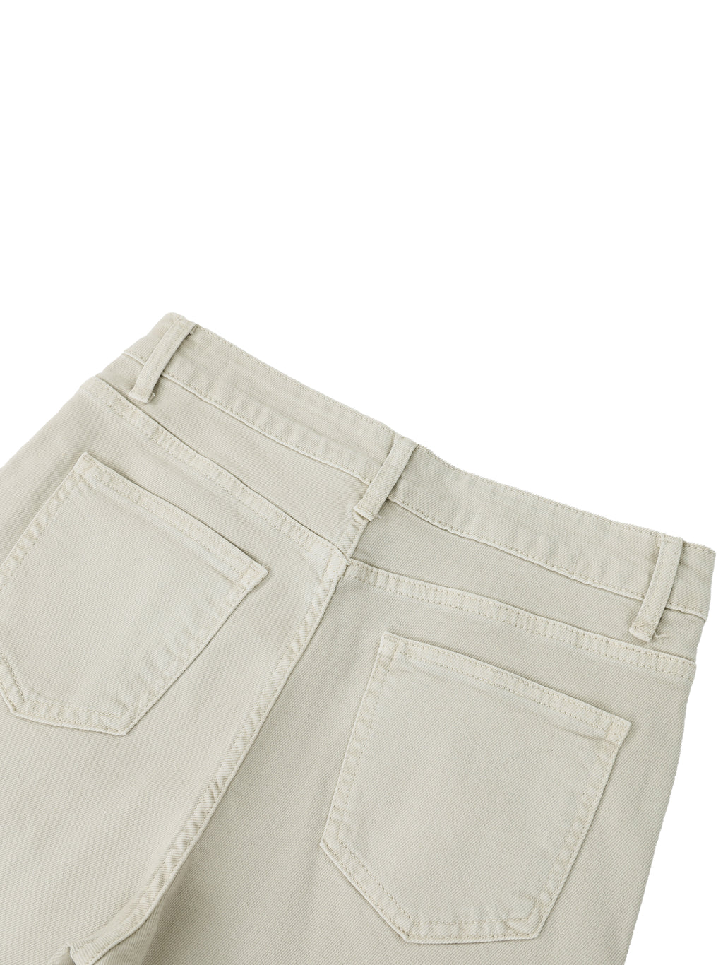Back view of flare leg denim jeans detail