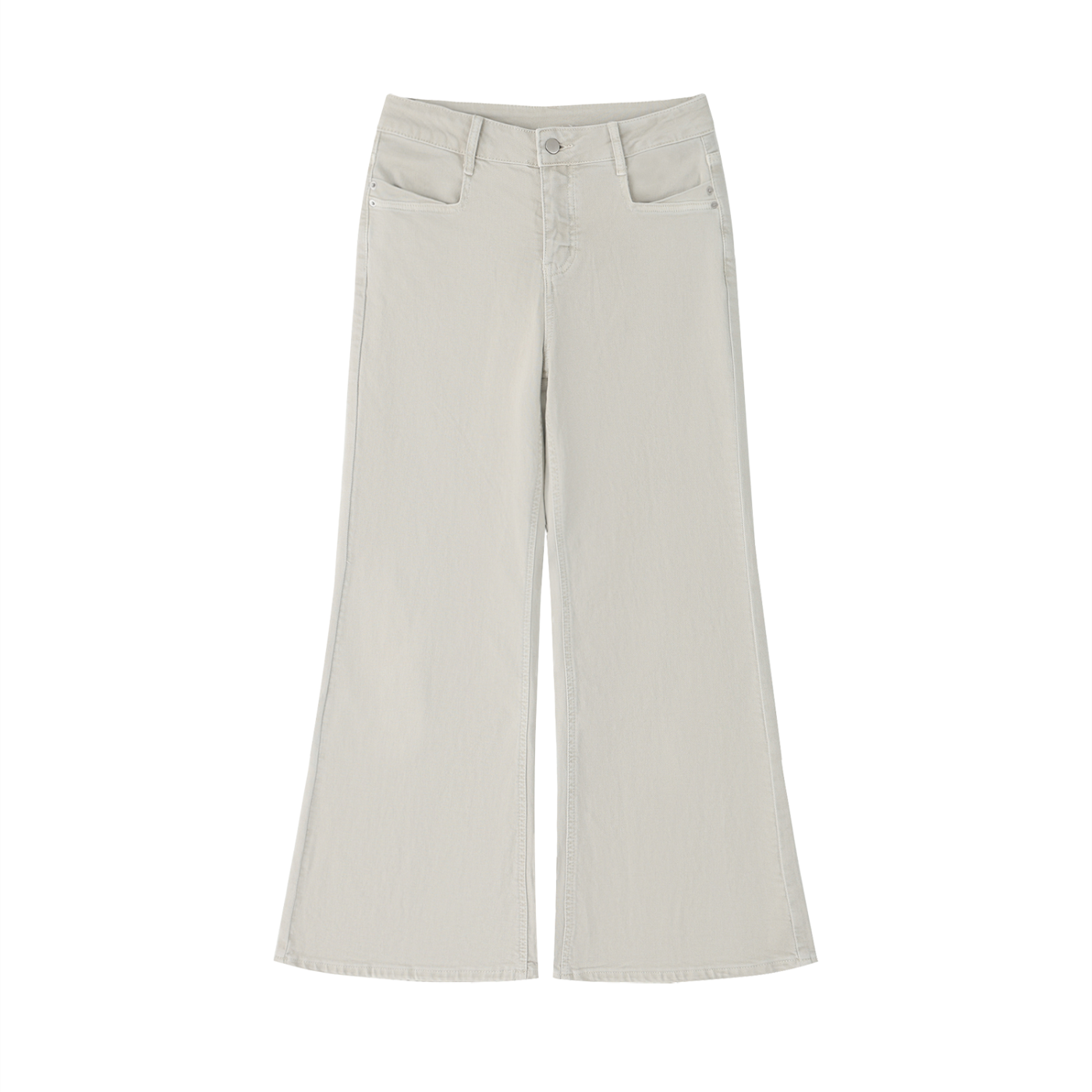 Women's Beige Vintage Wash Flared Leg Jeans