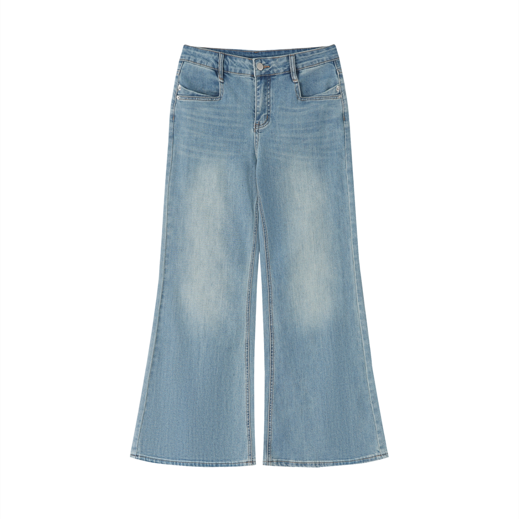 women’s vintage wash flare leg jeans front view