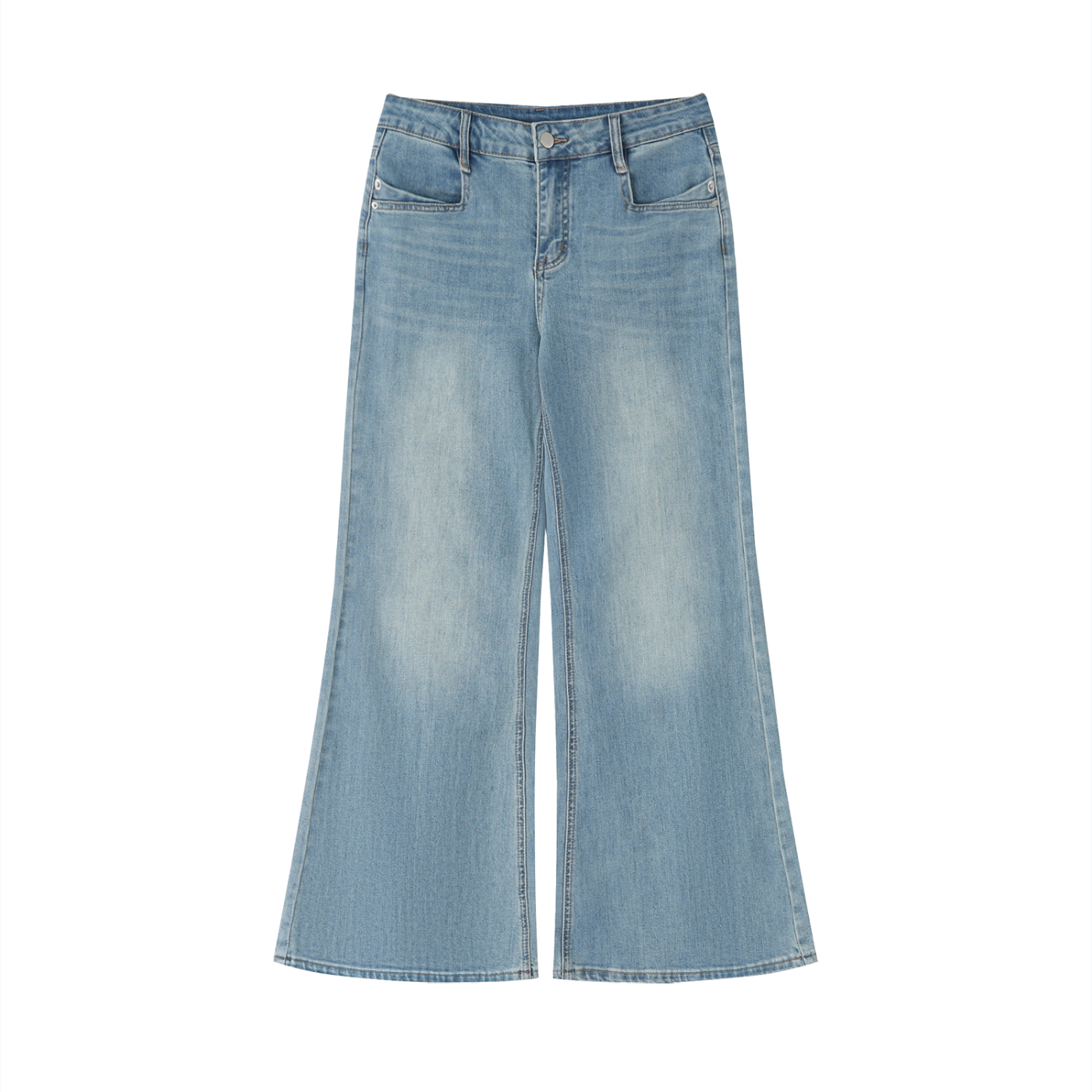women’s vintage wash flare leg jeans front view