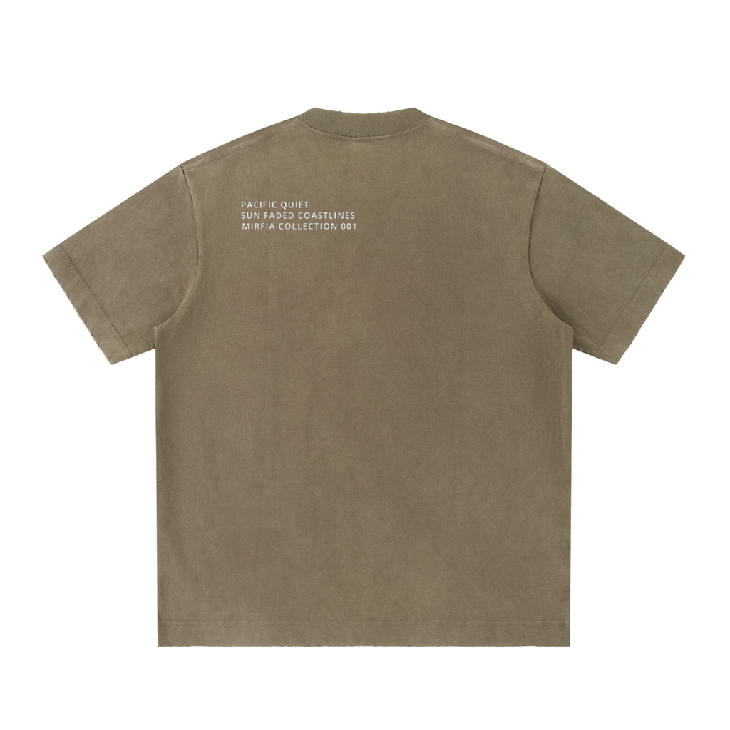 back view of heavyweight frayed hem t-shirt 