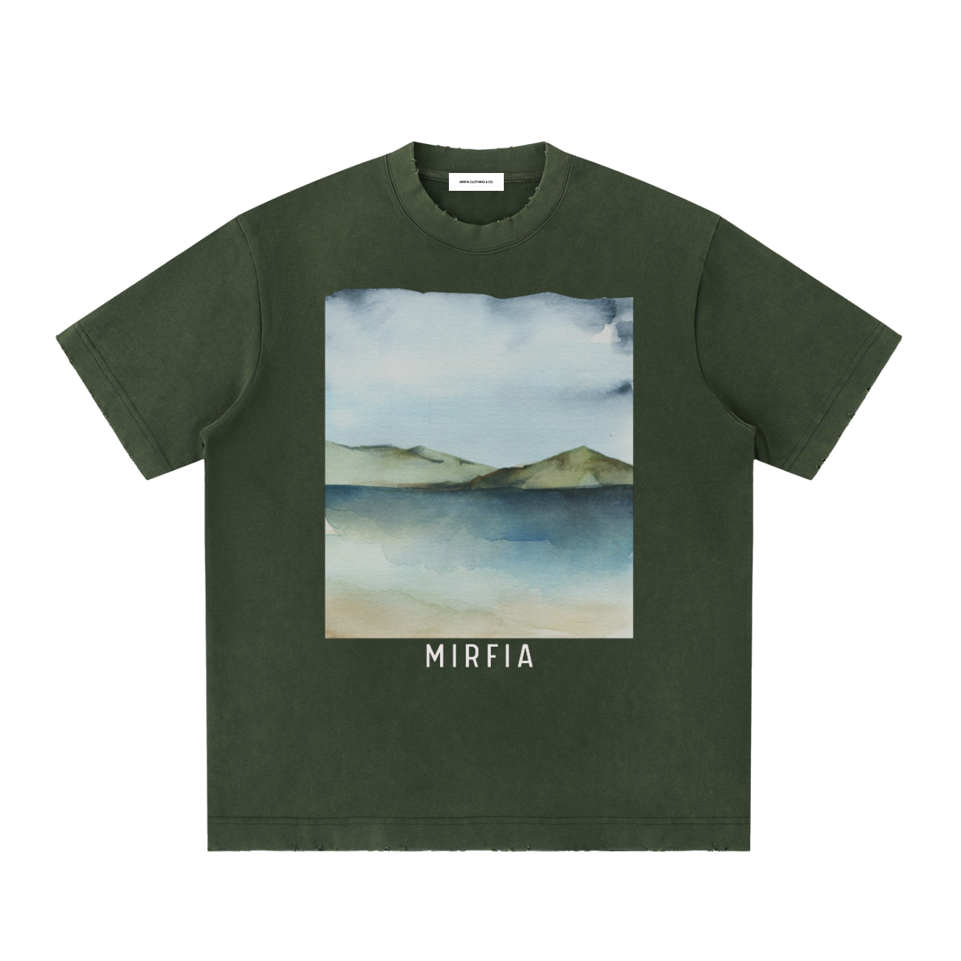 flat lay of green unisex oversized vintage washed graphic t-shirt 