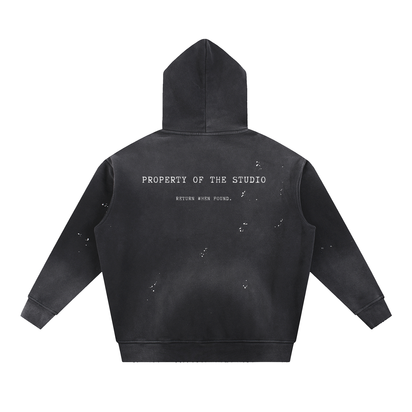 vintage washed frayed fleece hoodie back view flat lay