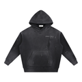 vintage washed frayed fleece hoodie black flat lay