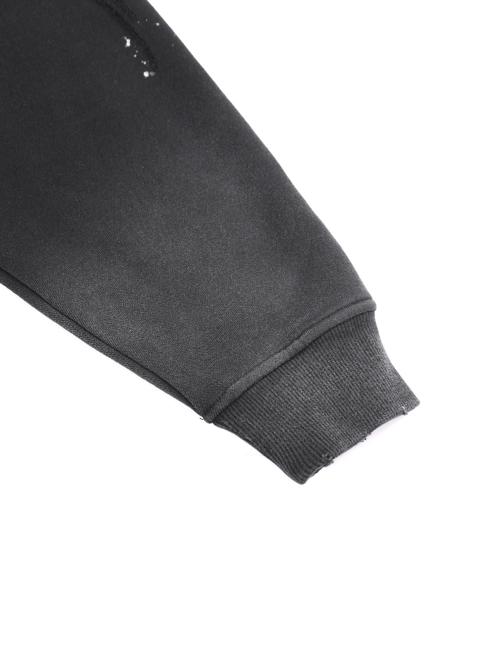 vintage washed frayed fleece hoodie sleeve detail