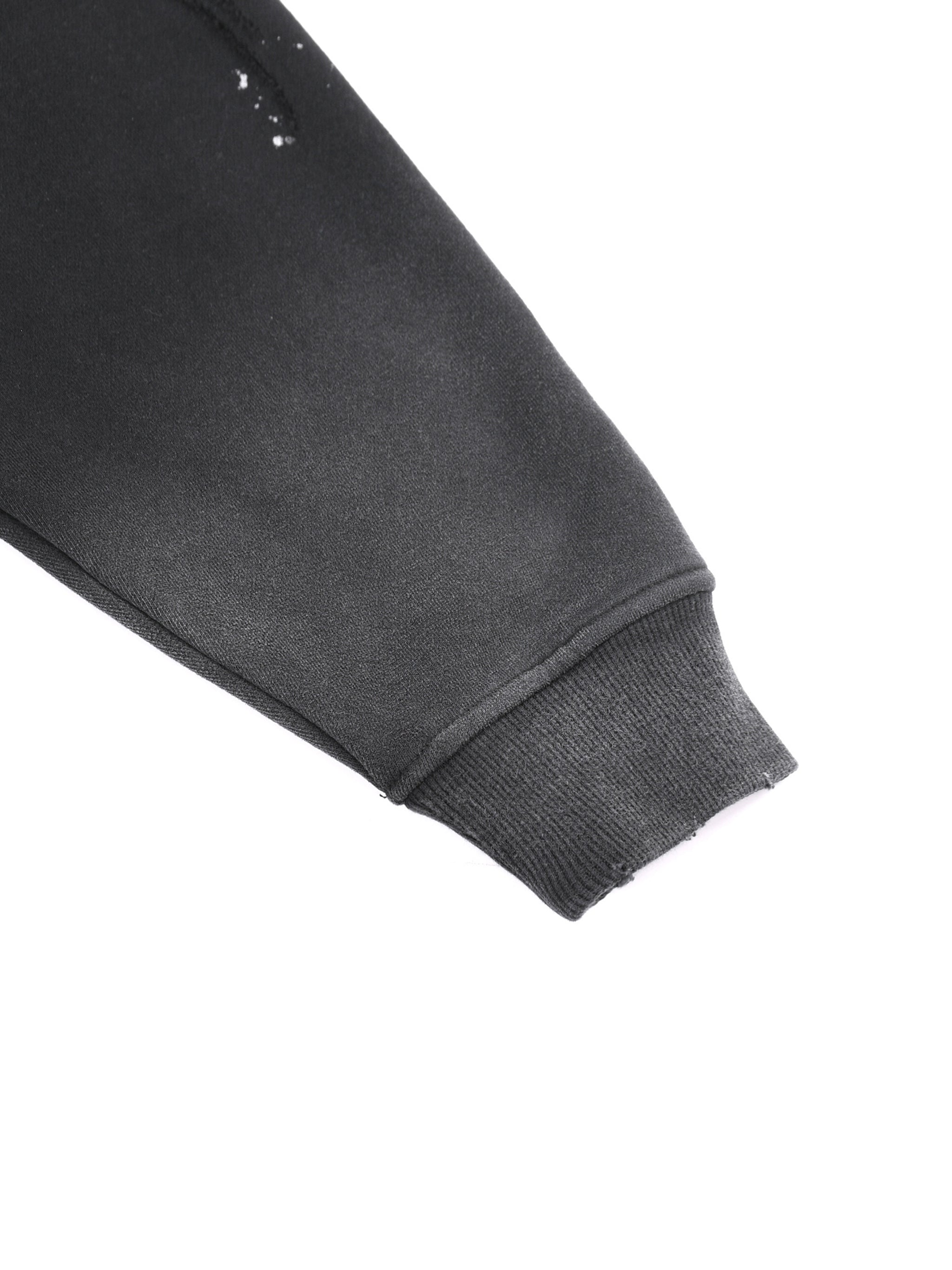 vintage washed frayed fleece hoodie sleeve detail