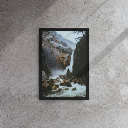 waterfall wall art canvas print on black frame