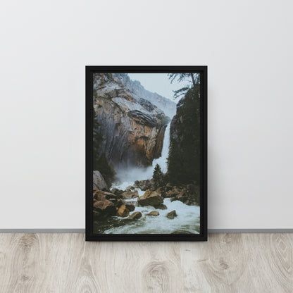 waterfall wall art canvas print on black frame