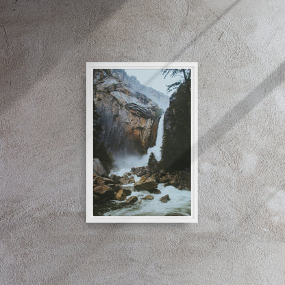 waterfall wall art canvas print on white frame