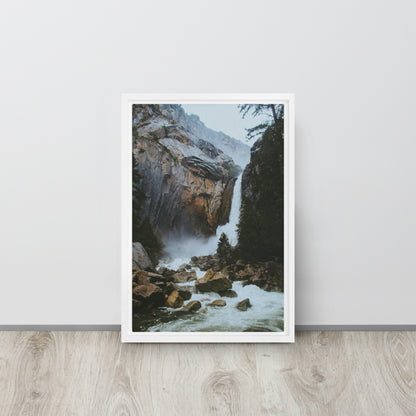 waterfall wall art canvas print on white frame