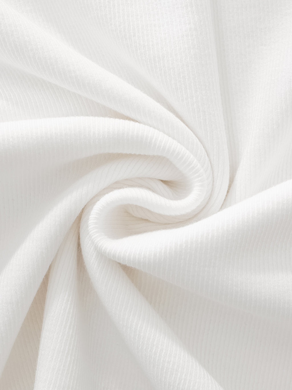 ribbed fabric detail of women's minimal wide neck baby t-shirt in white 