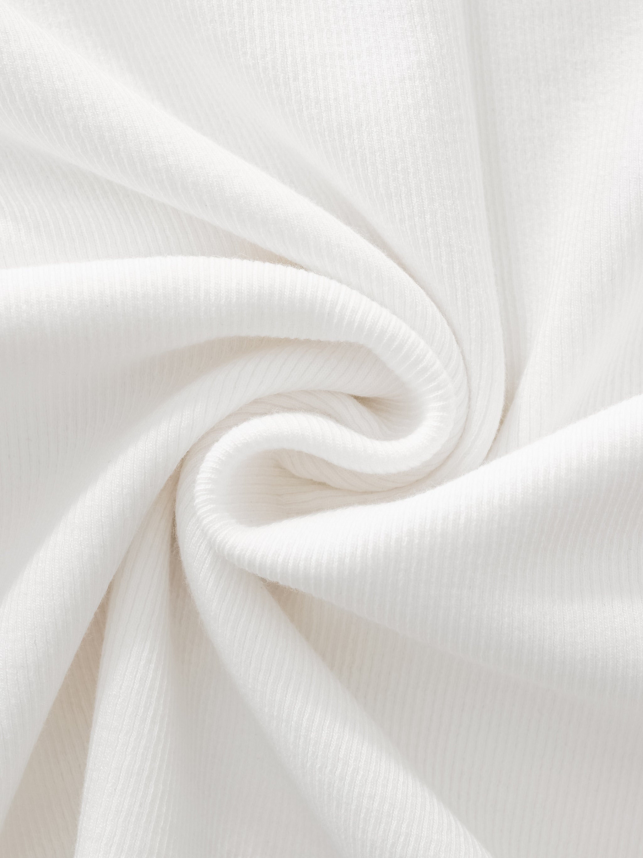 ribbed fabric detail of women's minimal wide neck baby t-shirt in white 