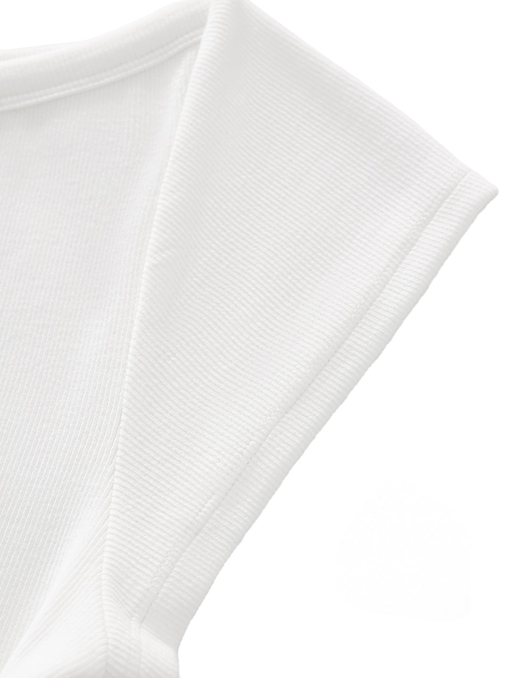 raglan sleeve detail of women's minimal wide neck baby t-shirt in white 