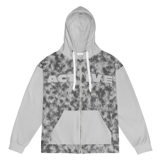 women's recycled zip hoodie all over print grey 