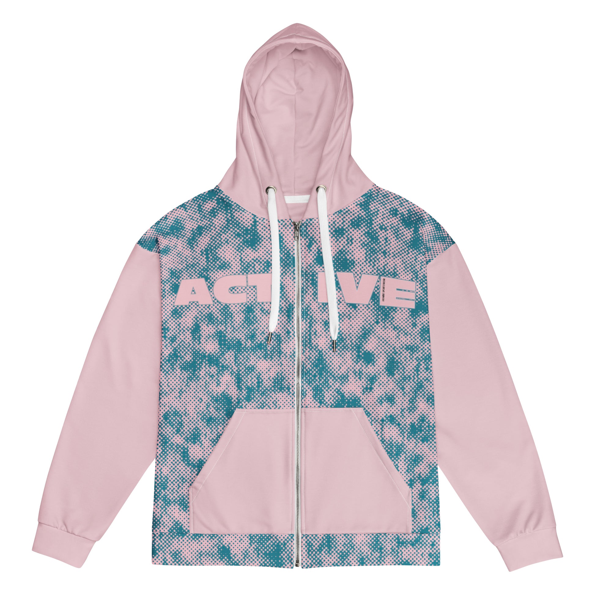 recycled full zip hoodie all over print pink