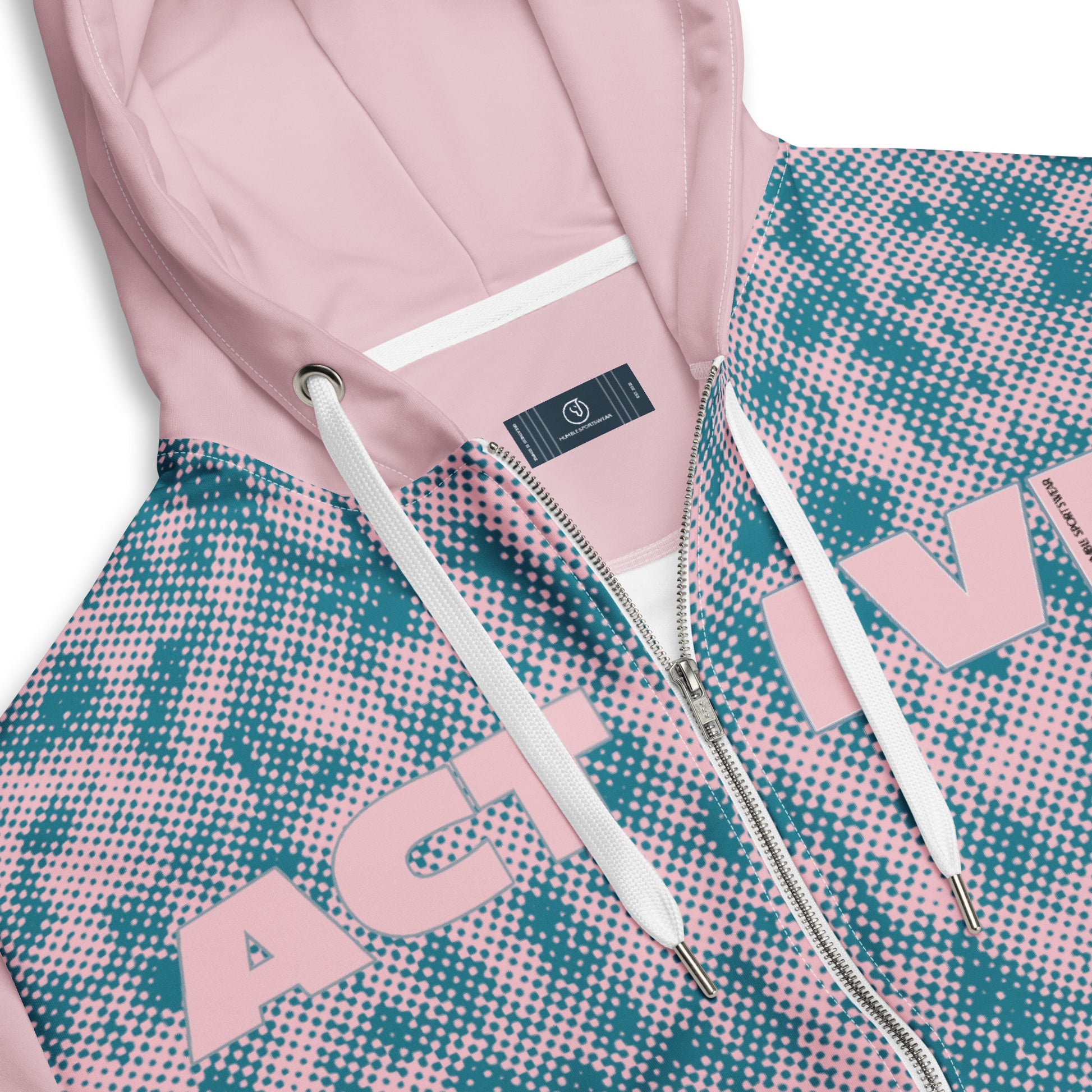 recycled full zip hoodie all over print pink