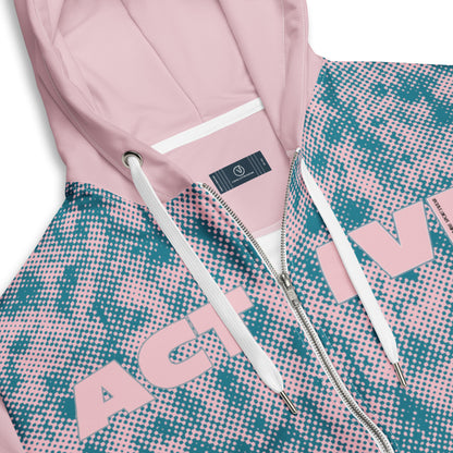 recycled full zip hoodie all over print pink