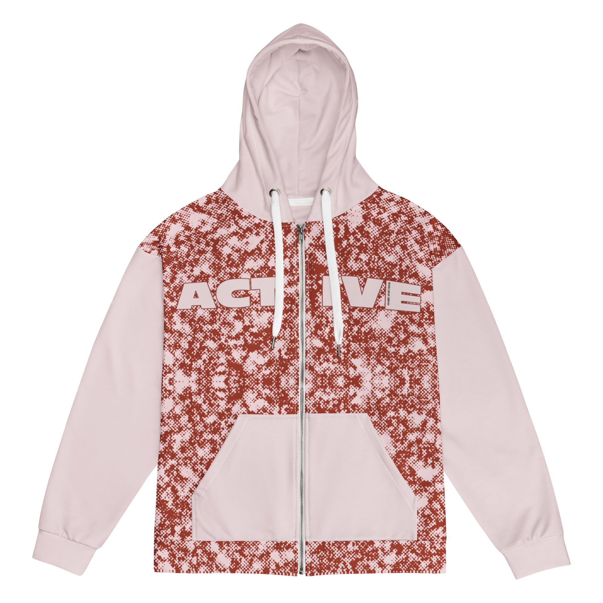 women's recycled zip hoodie red all over print