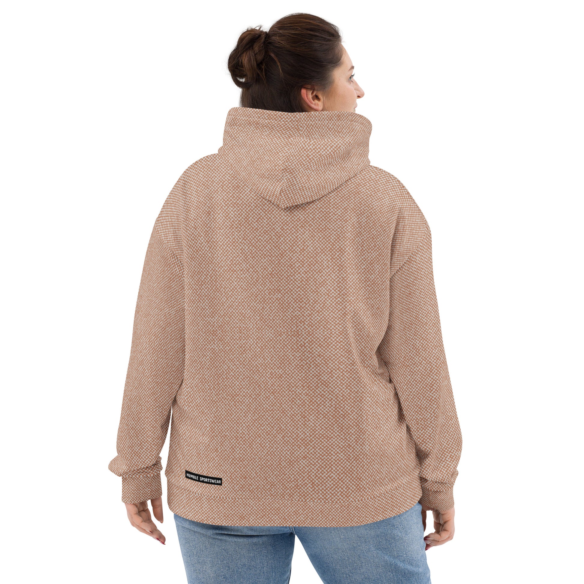 women's relaxed fit hoodie beige all over print 