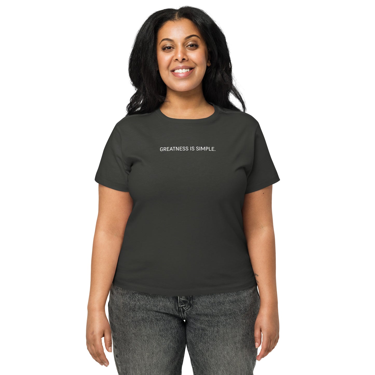 Humble Sportswear™, women's high waisted longline fit slogan t-shirt in black