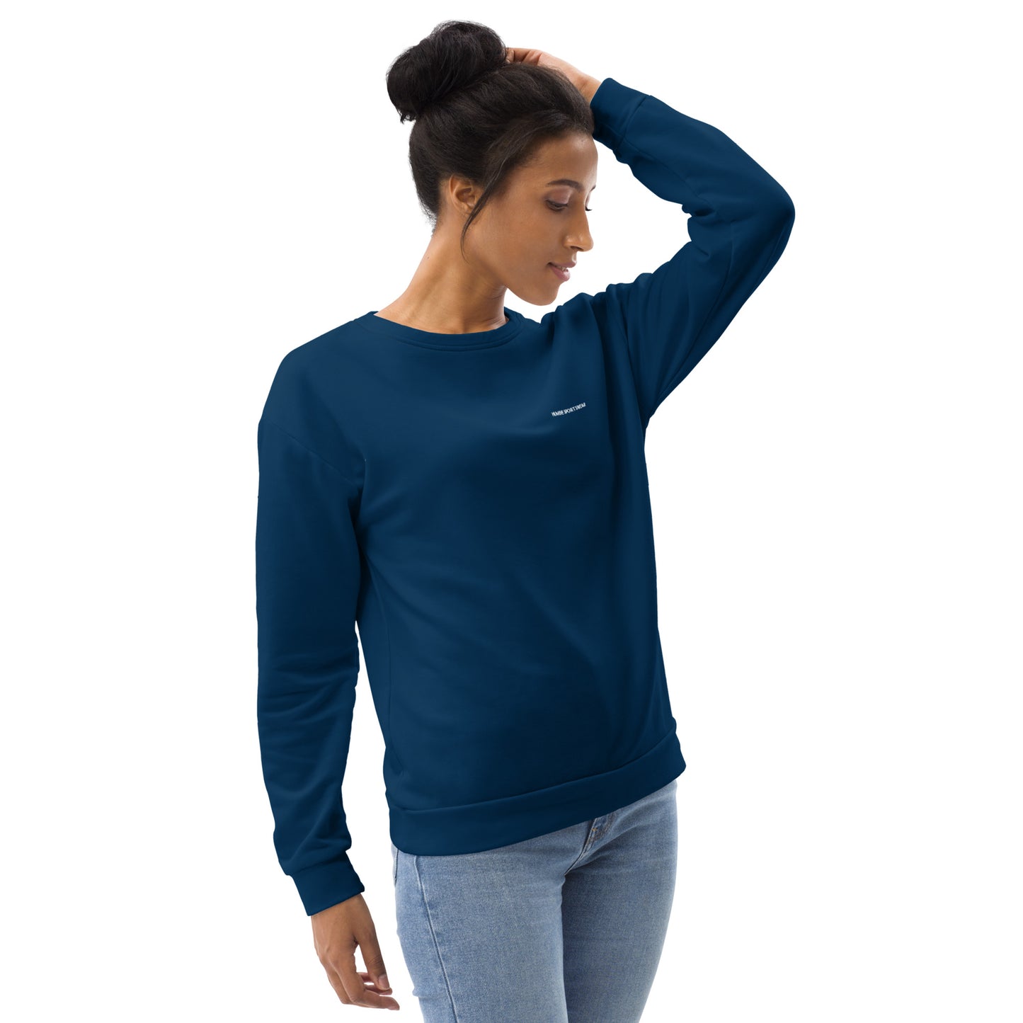 women's navy blue recycled sweatshirt 