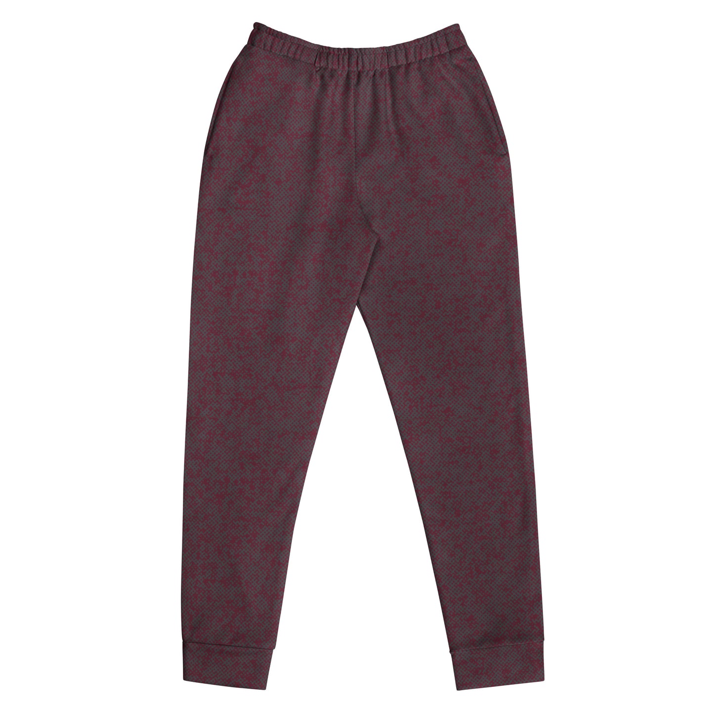 Women's maroon slim fit jogger pants on a white background