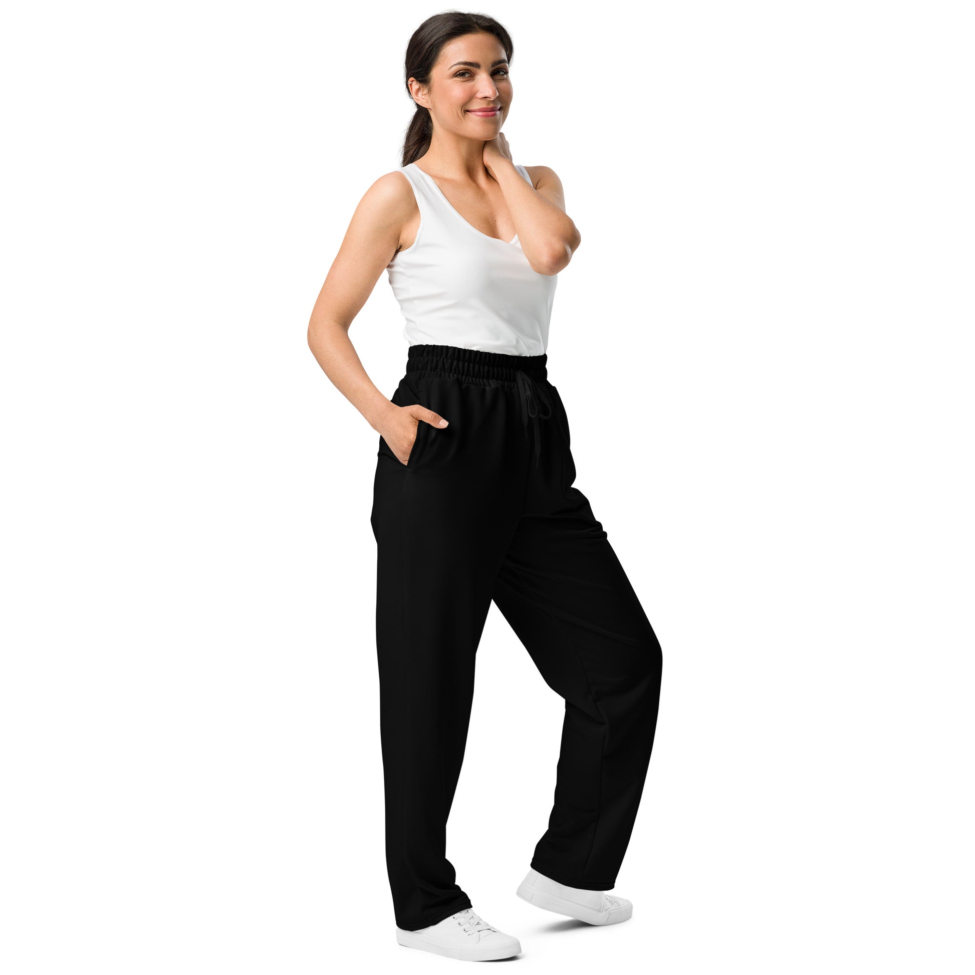 women's black wide-leg joggers