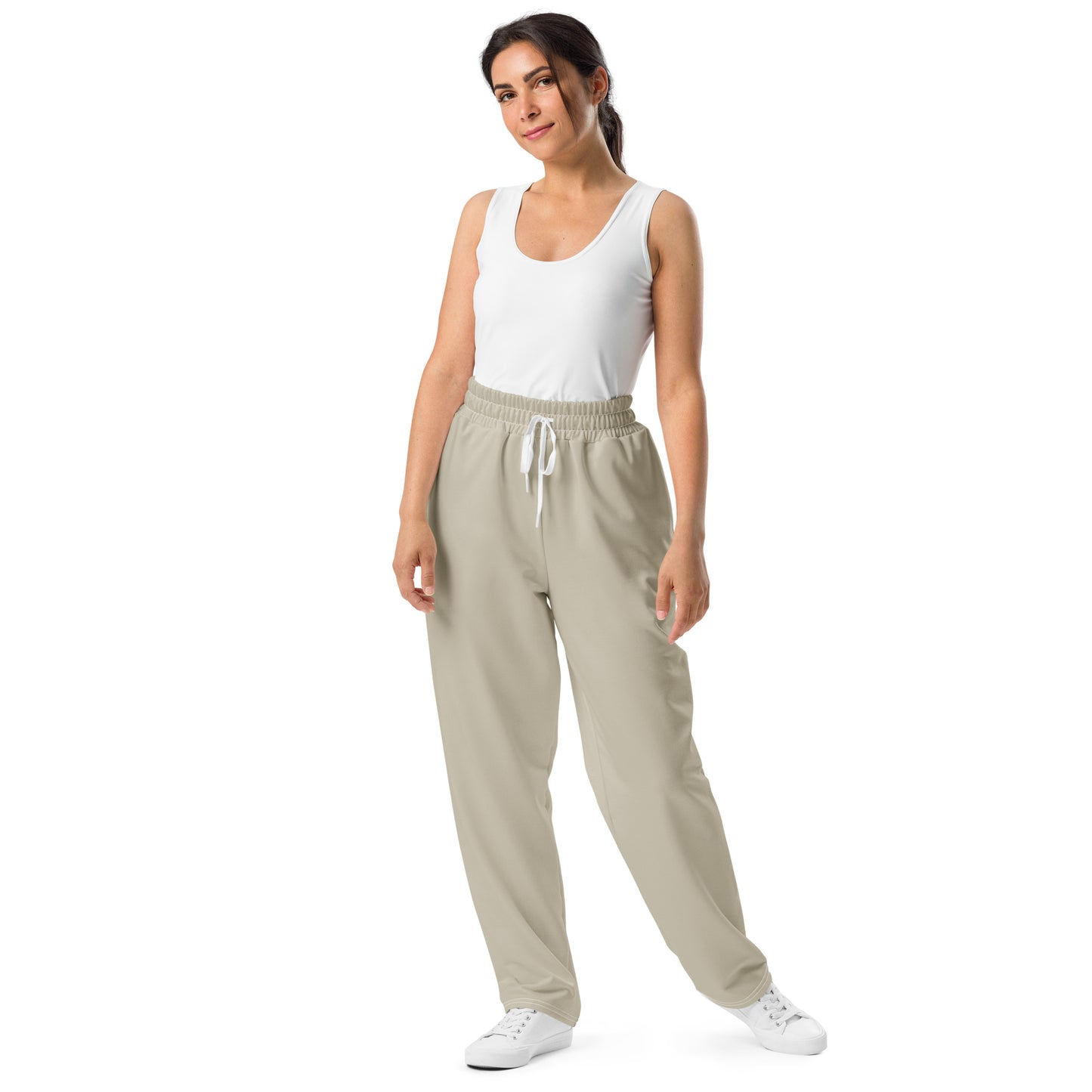 women's wide leg joggers sand brown