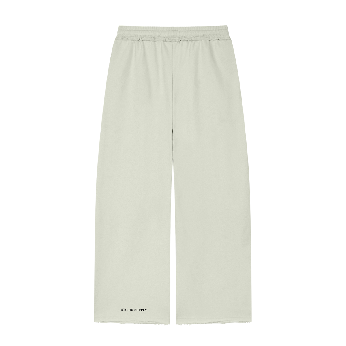 back view of womens relaxed sweatpants with bottom text 