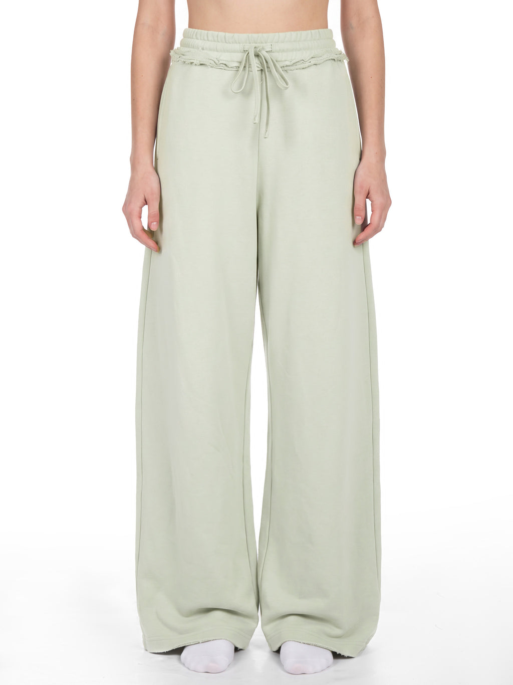 wide leg raw edge sweatpants 