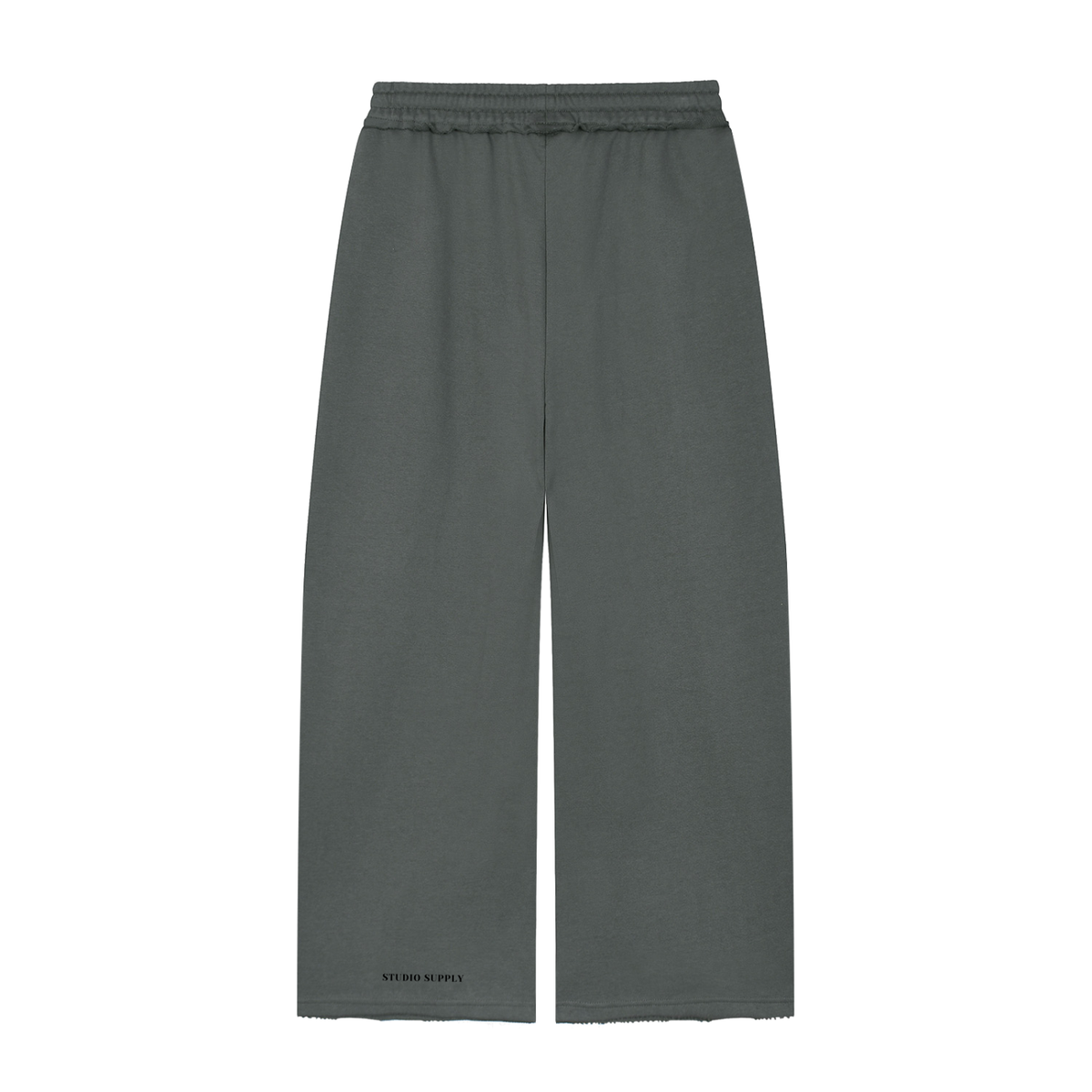 womens wide leg raw edge sweatpants grey back view with text