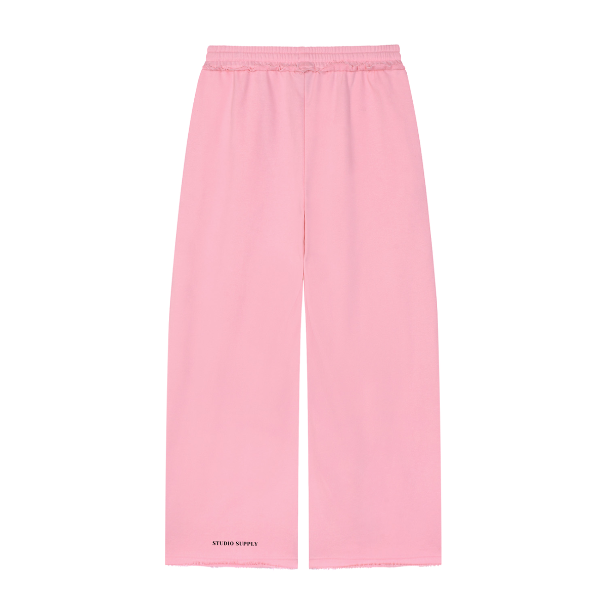 back view of modern pink wide leg sweatpants back view with text