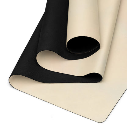 soft micro-suede beige yoga mat with anti-slip bottom, Mireille Fine Art