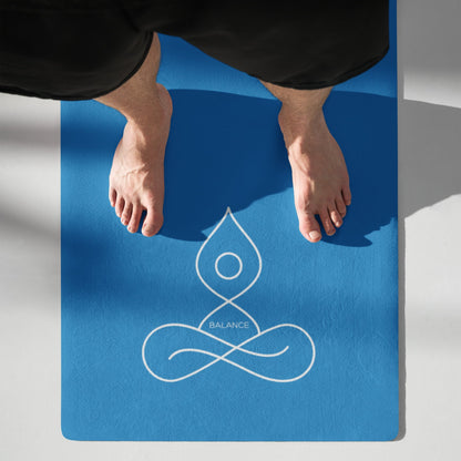 micro-suede yoga mat with anti-slip bottom, blue