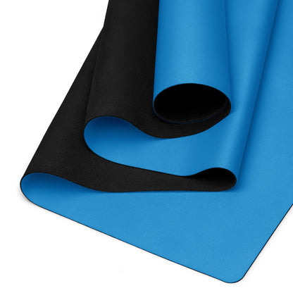 micro-suede yoga mat with anti-slip bottom, blue