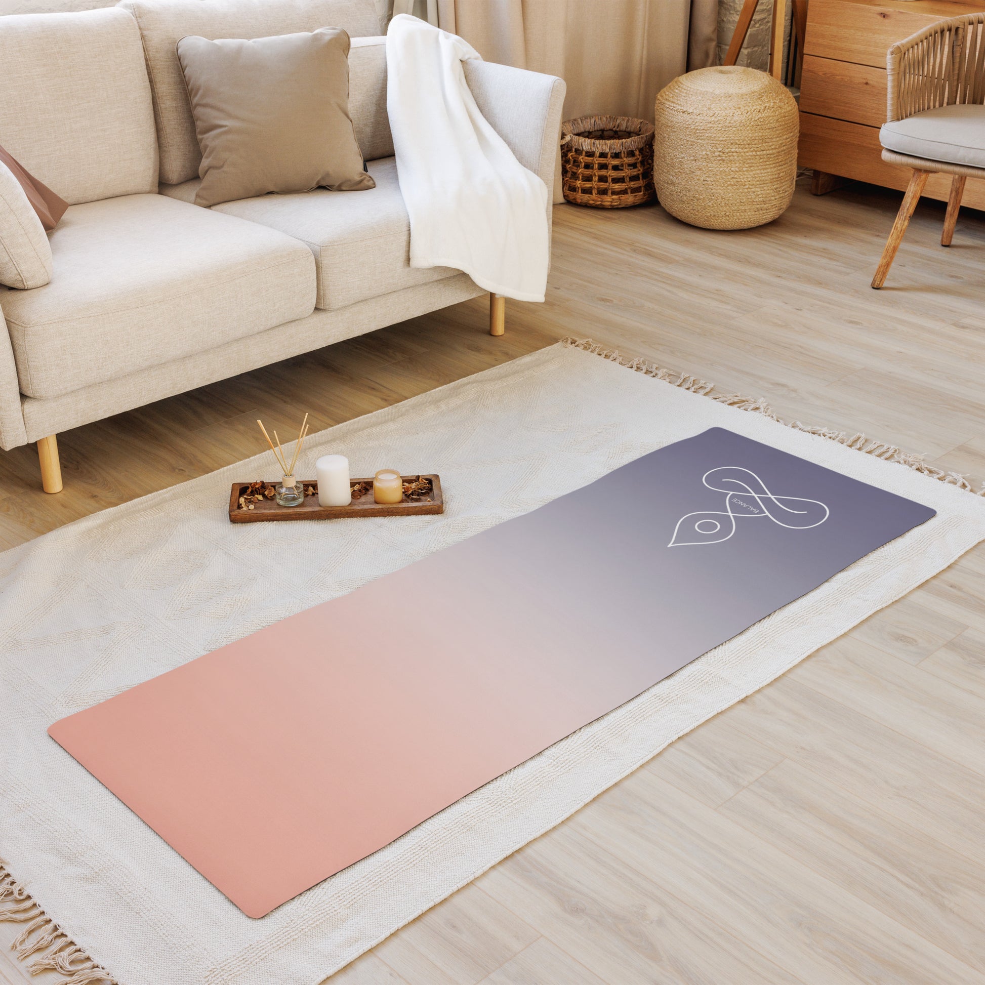 soft ombre micro-suede yoga mat with anti-slip bottom, Mireille Fine Art