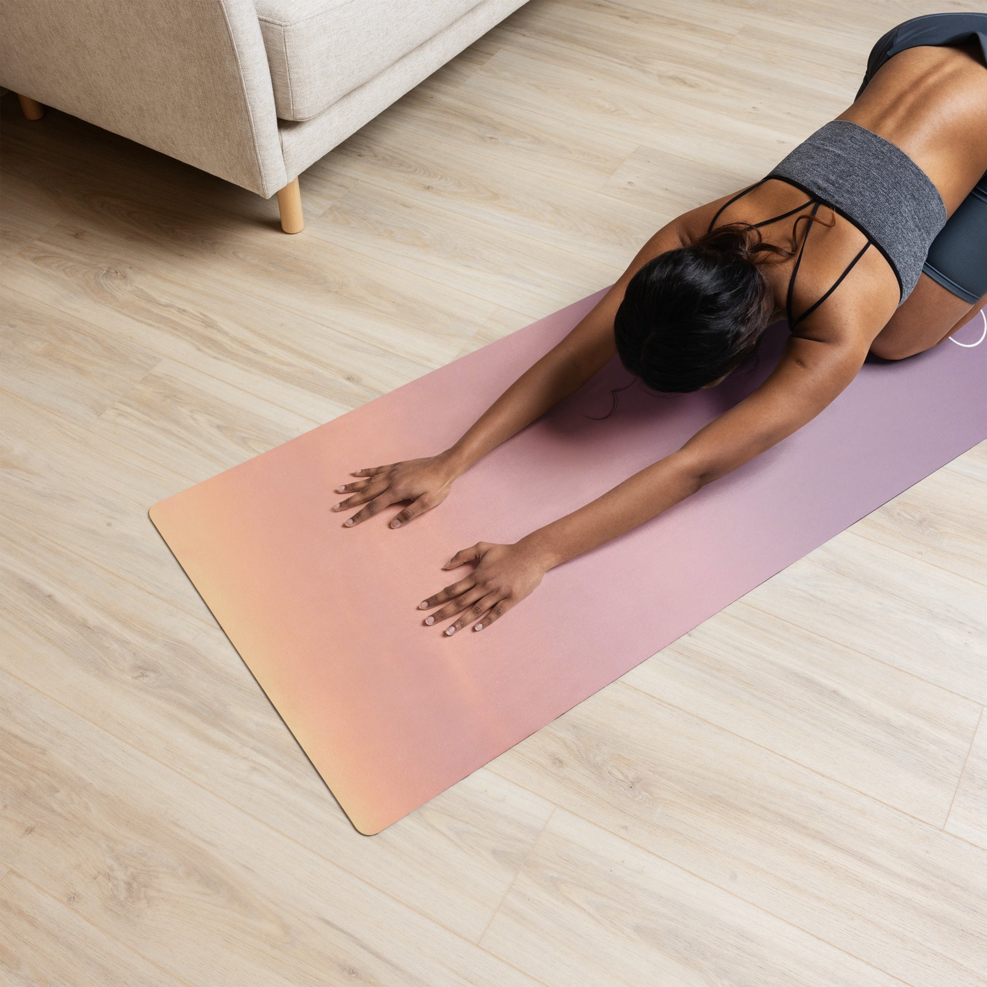  microsuede anti slip yoga mat with sunset all-over print