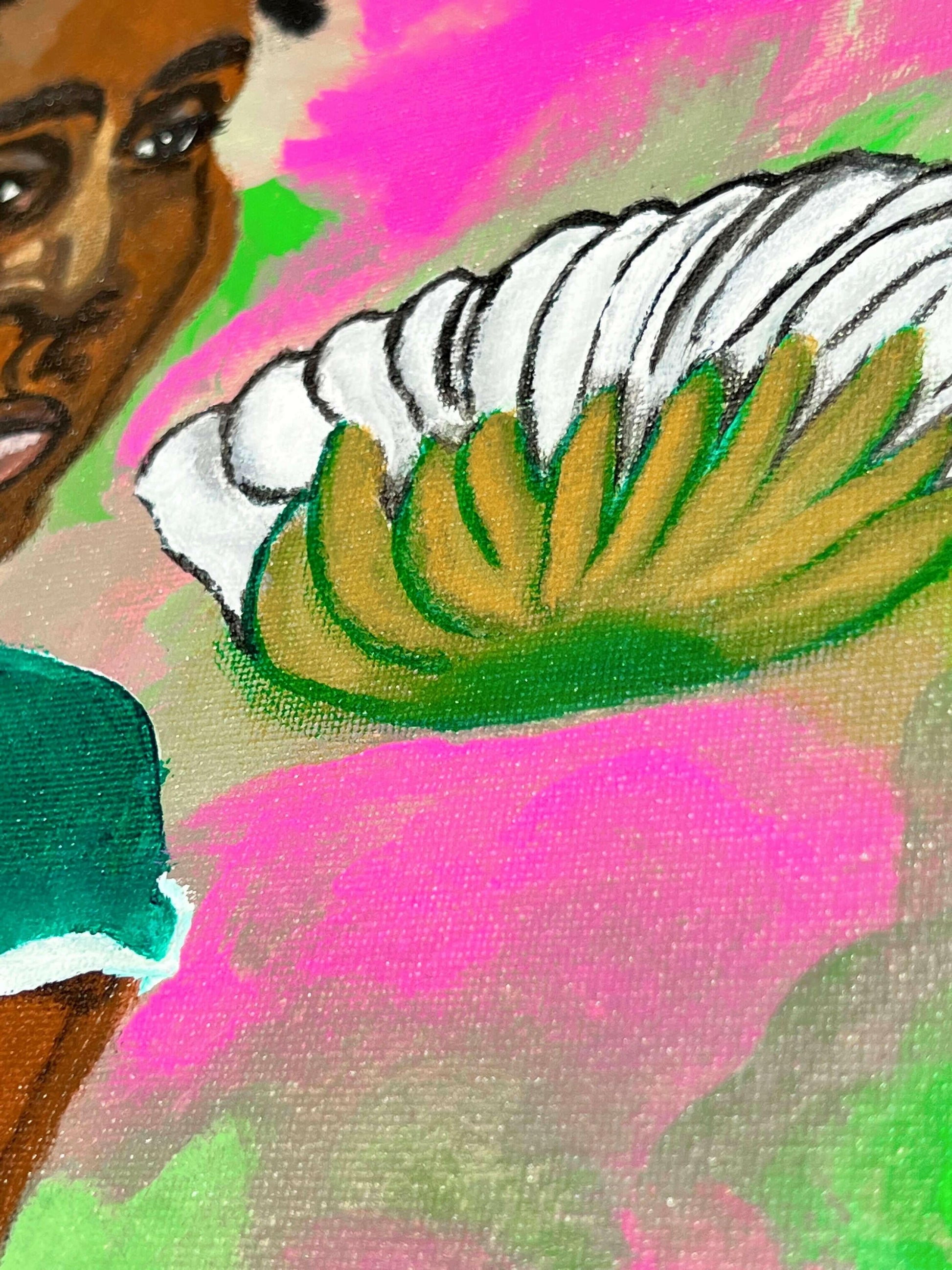 close-up of expressive black woman portrait art 