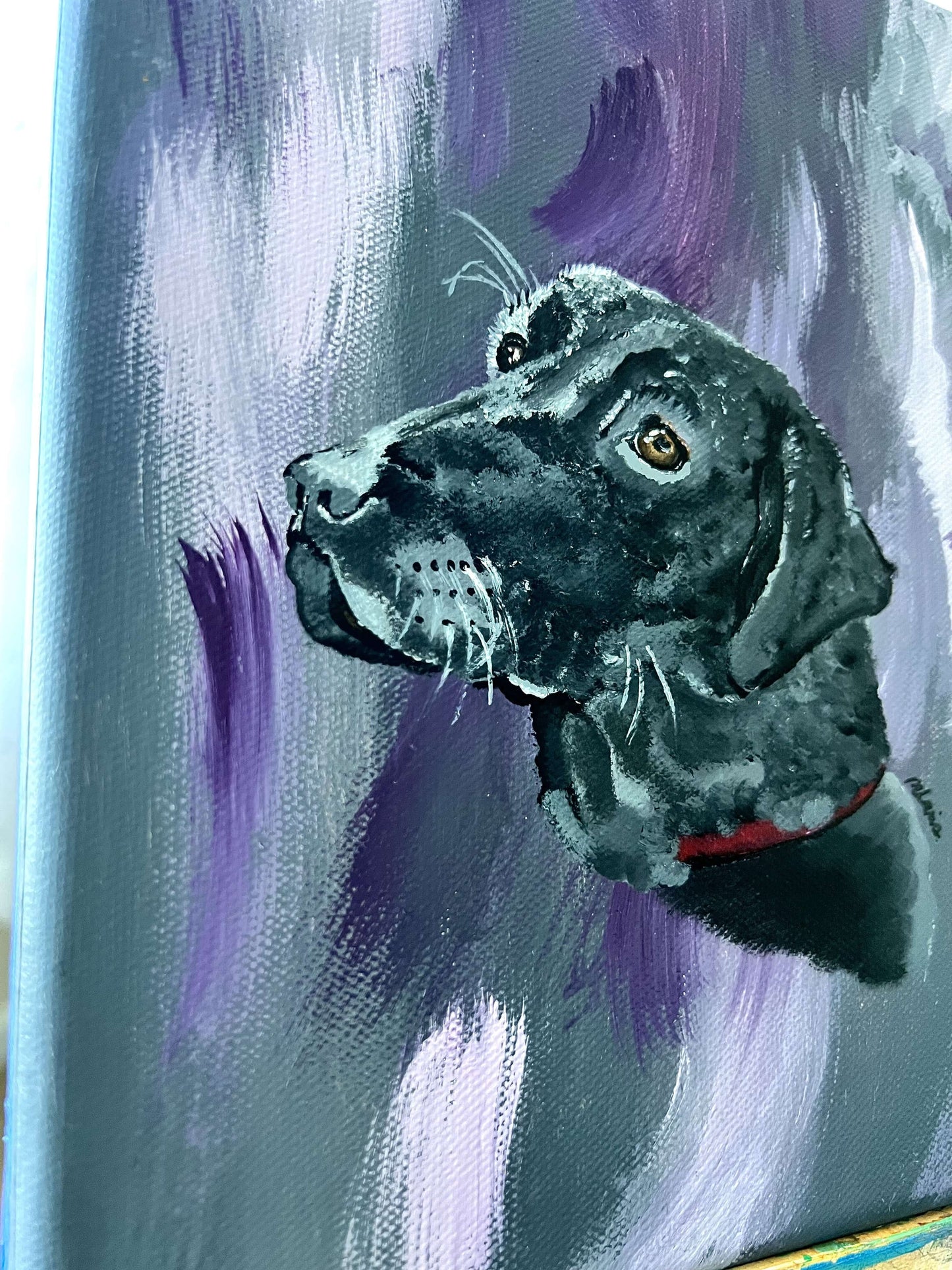 Black Labrador Puppy Rolo Fine Art Painting - Mireille Fine Art