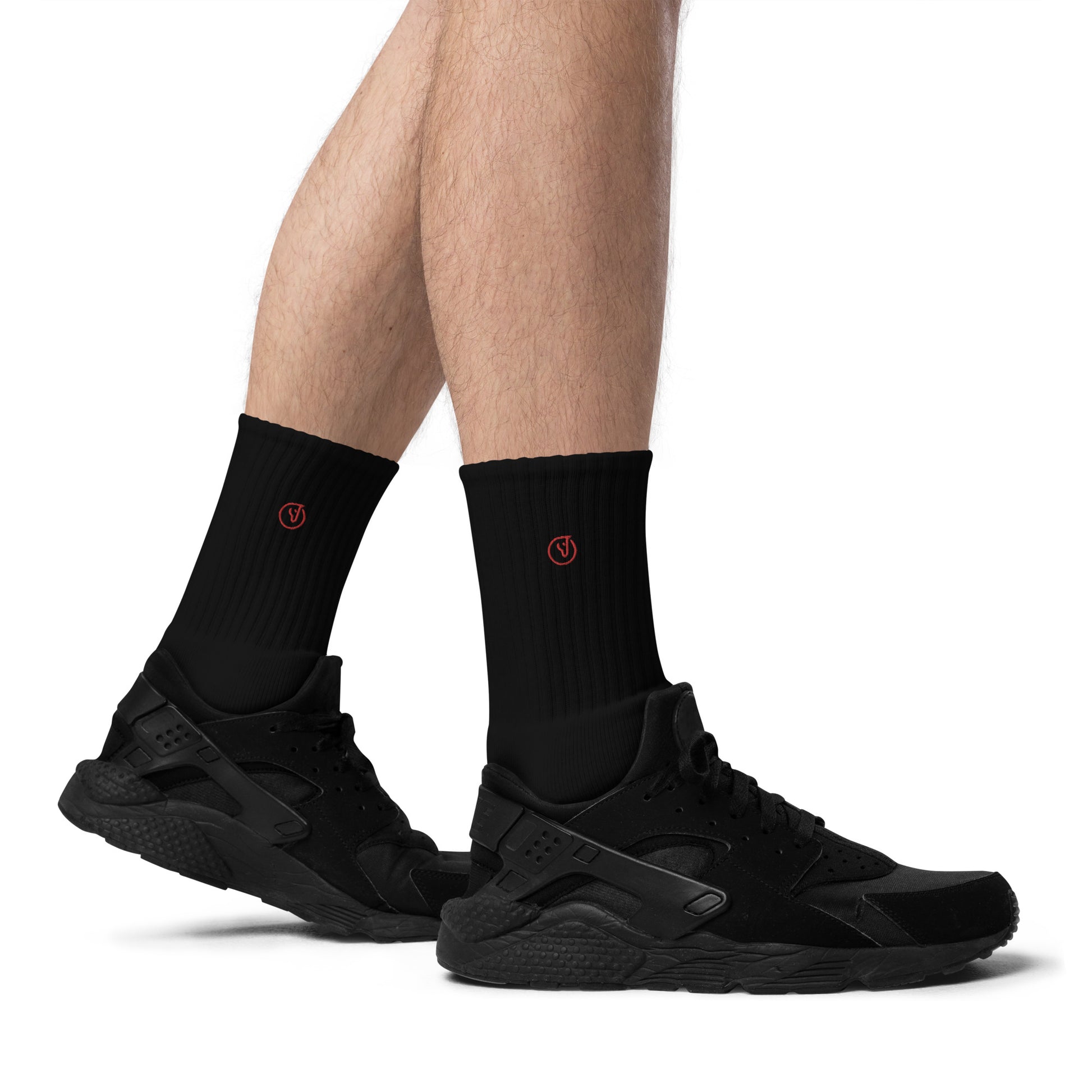 Humble Sportswear™ Black Embroidered Crew Socks - Mireille Fine Art