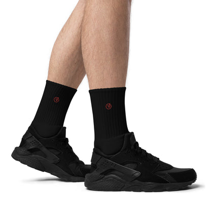 Humble Sportswear™ Black Embroidered Crew Socks - Mireille Fine Art