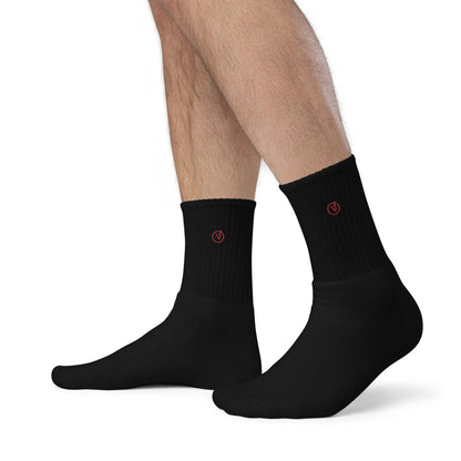 Humble Sportswear™ Black Embroidered Crew Socks - Mireille Fine Art