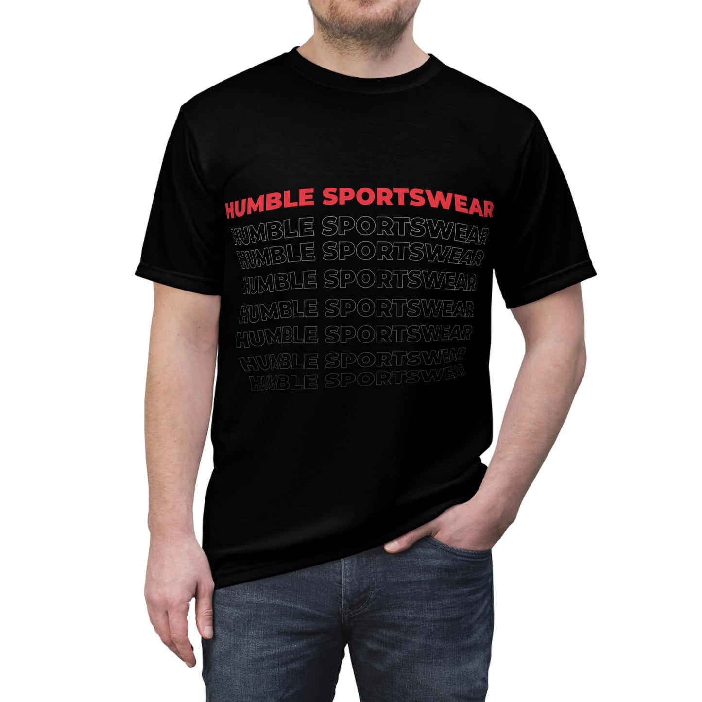 Humble Sportswear™ Men's Black Crew Neck T-Shirt Mireille Fine Art