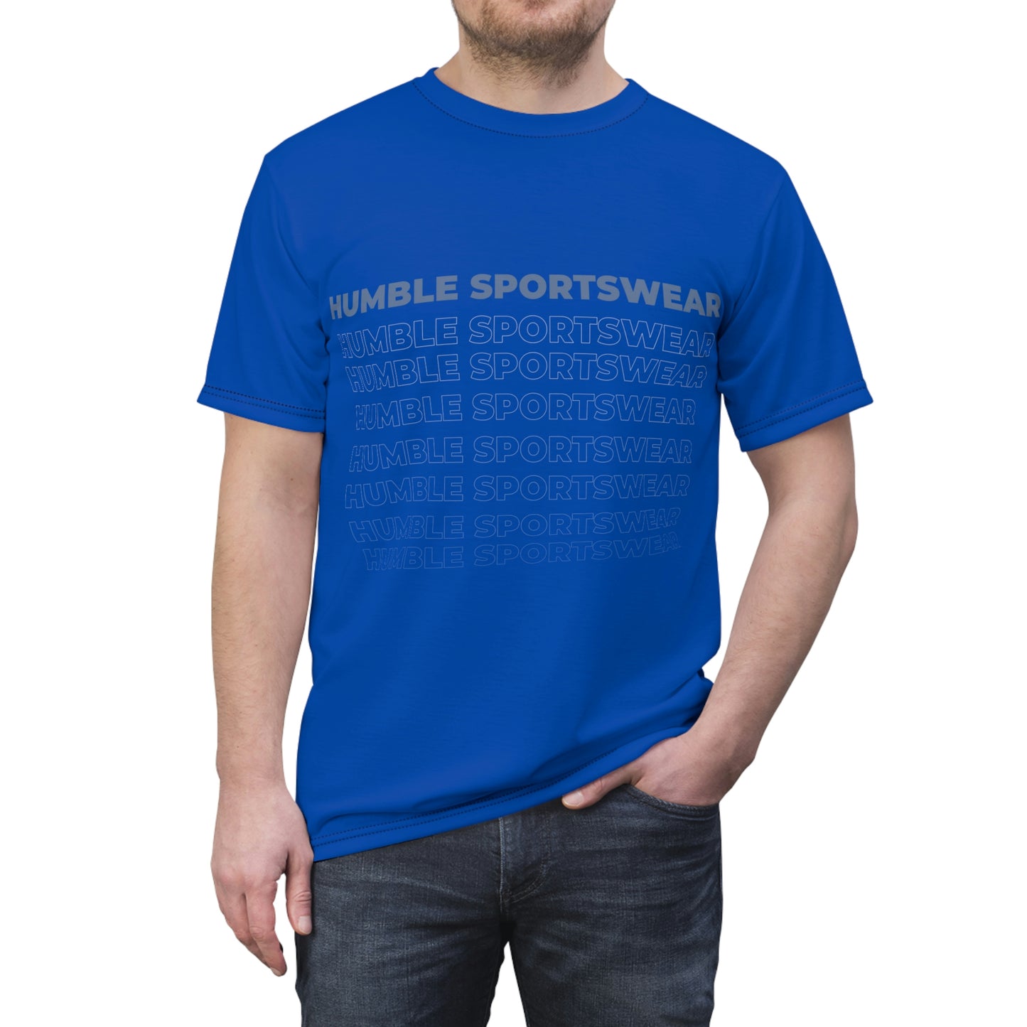 Humble Sportswear™ Men's Dark Blue Crew Neck T-Shirt Mireille Fine Art