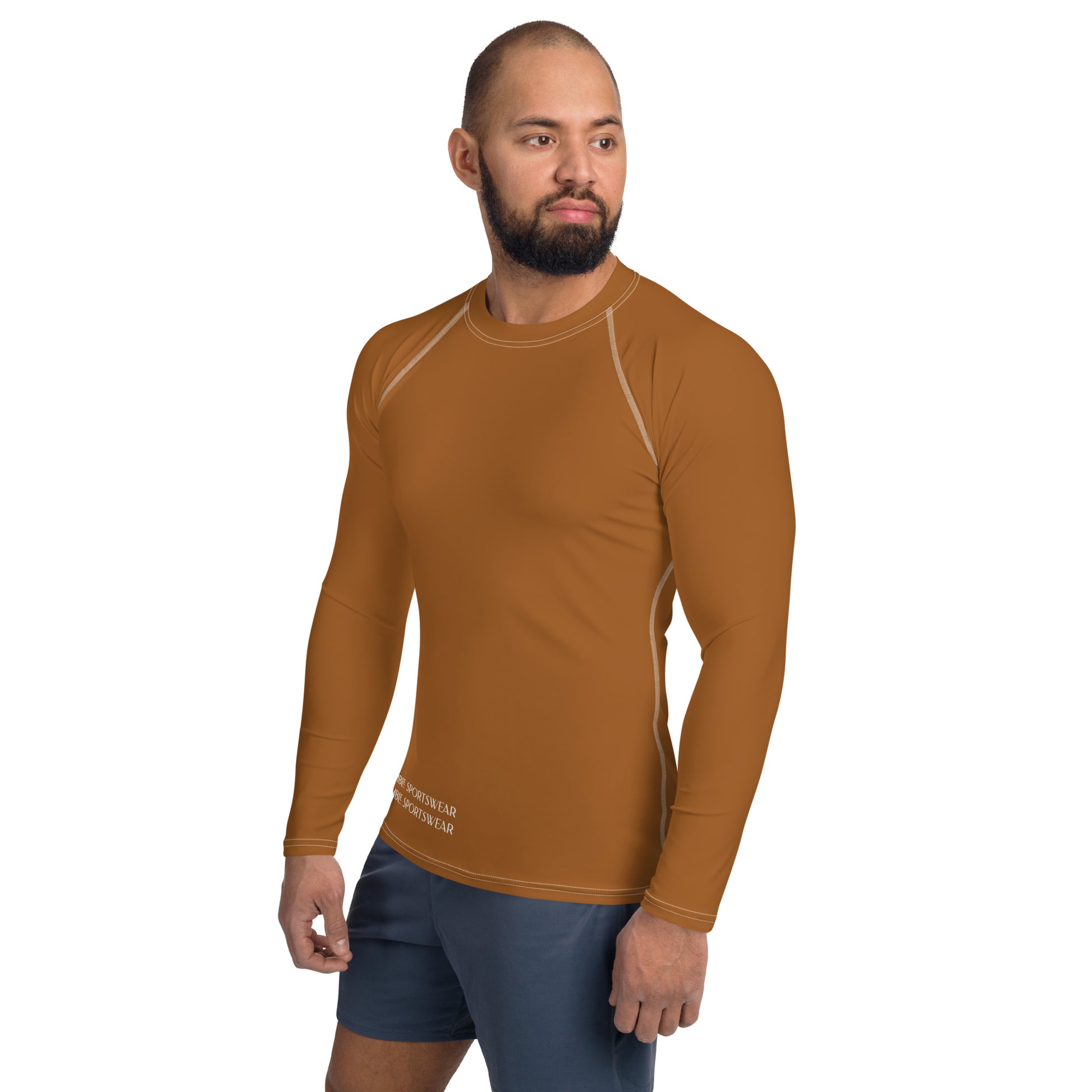 Humble Sportswear™ Men's Mocha Brown Rash Guard - Mireille Fine Art