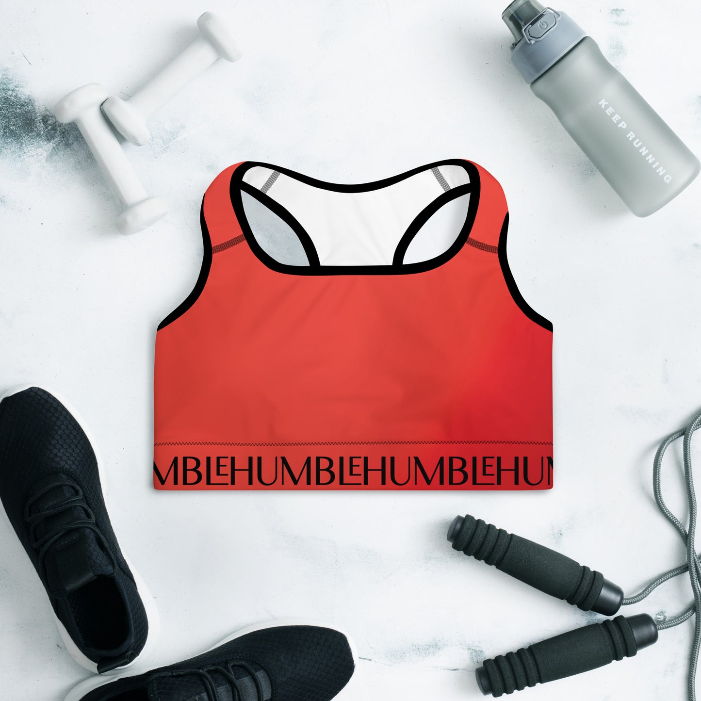 Humble Sportswear™ Women's Cherry Red Padded Sports Bra - Mireille Fine Art