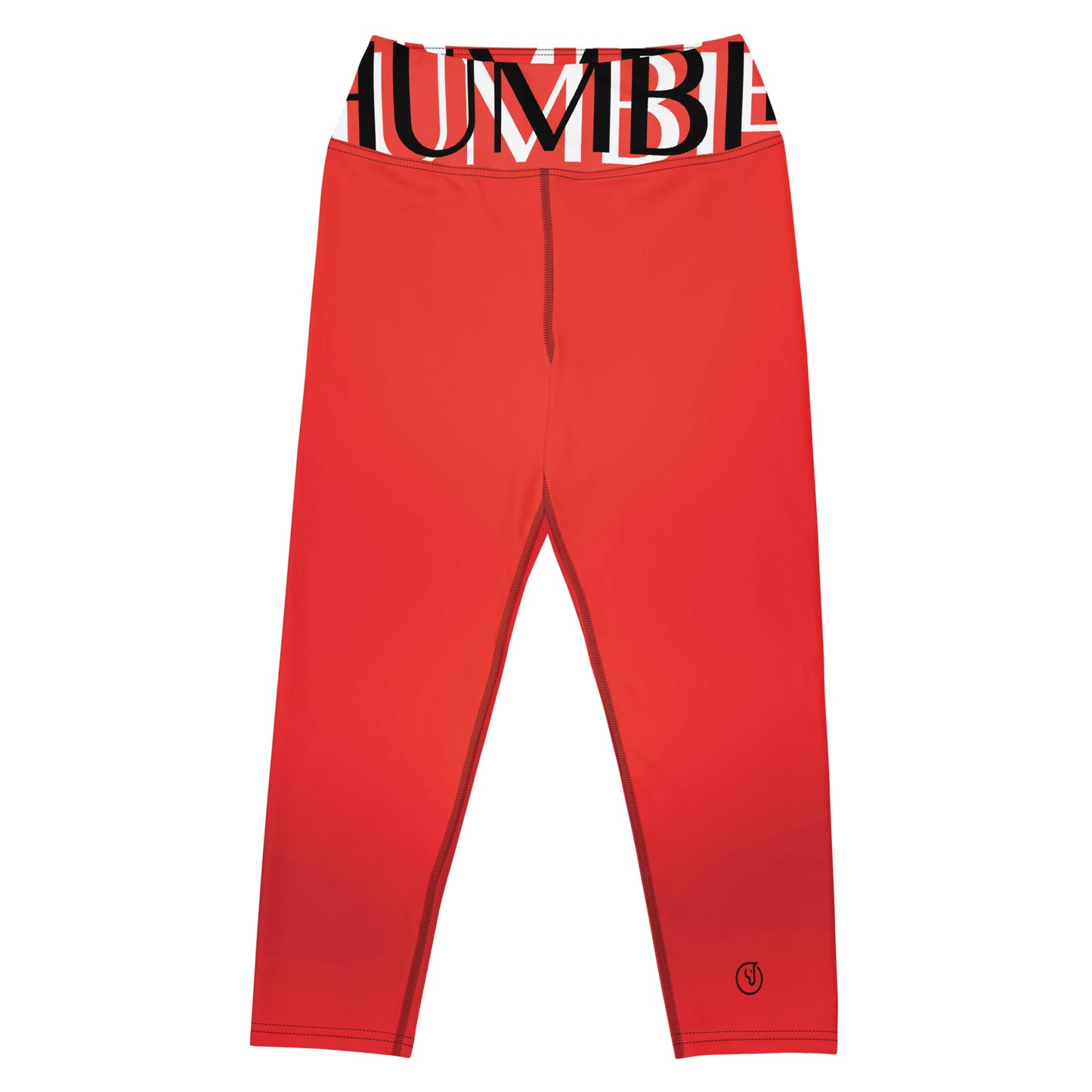 Humble Sportswear, red women's capri leggings, mid-calf length yoga leggings 