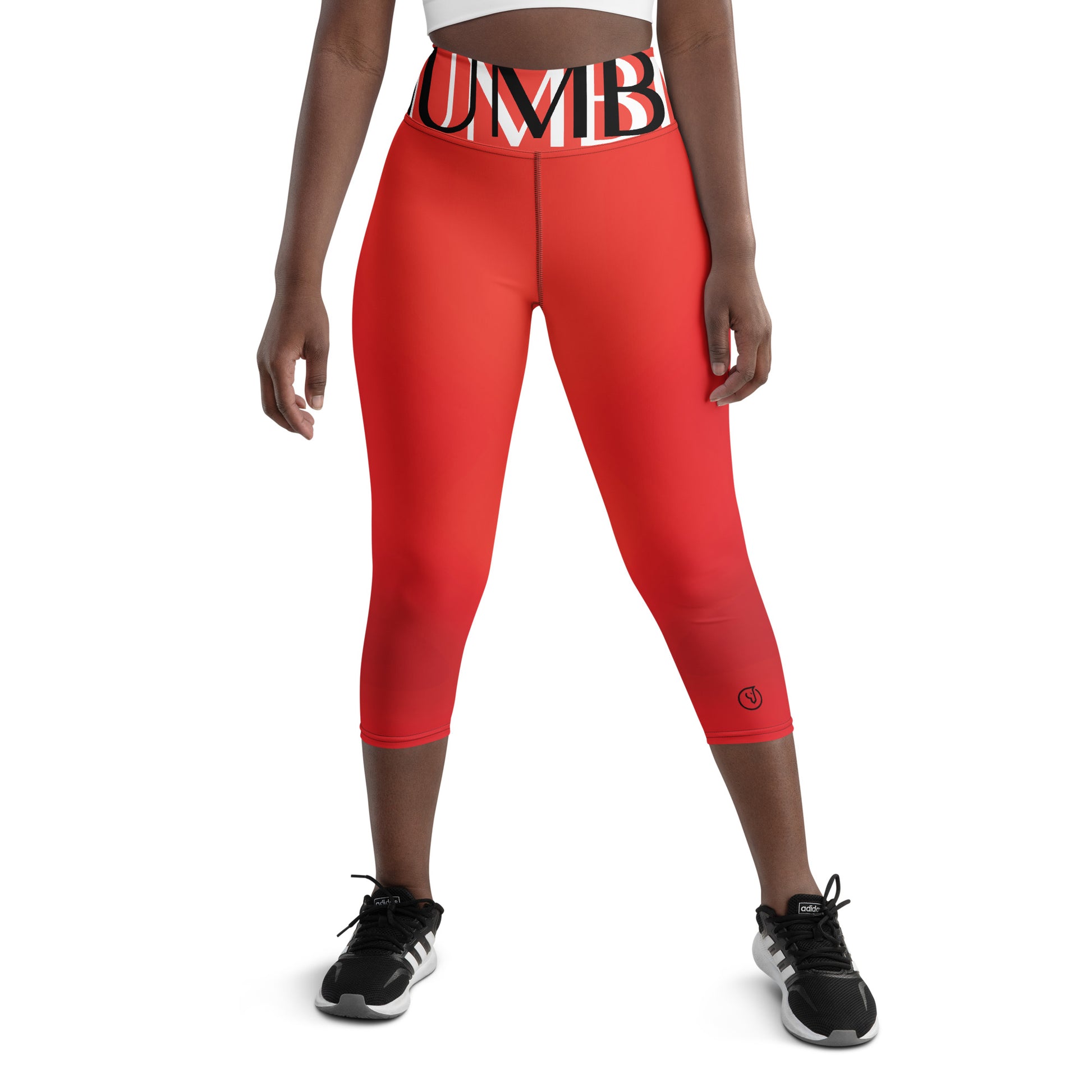 Humble Sportswear, red women's capri leggings, mid-calf length yoga leggings 